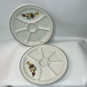 Portion Divided Plate 7 Sections 10 Inches Round Set 2 Raised Textured Speckled